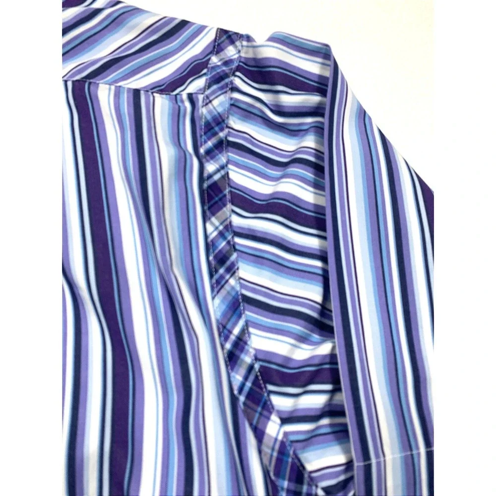 Tommy Hilfiger Button Down‎ Shirt Large Mens Purple Blue Striped Long Sleeve